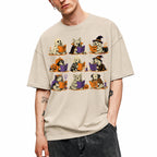 SF_COLOR=sand; SF_ITEM=adult-t-shirt; SF_ROLE=gallery; Funny Halloween Dogs Reading T-Shirt Spooky Puppy Costumes Retro Comic Apparel - Sand Adult T-Shirt product image
