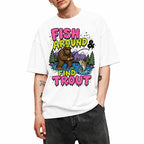 SF_COLOR=white; SF_ITEM=adult-t-shirt; SF_ROLE=gallery; Funny Sasquatch Fishing T-Shirt Fish Around And Find Trout Humor Nature Apparel - White Adult T-Shirt product image