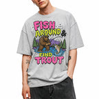 SF_COLOR=sport-grey; SF_ITEM=adult-t-shirt; SF_ROLE=gallery; Funny Sasquatch Fishing T-Shirt Fish Around And Find Trout Humor Nature Apparel - Sport Grey Adult T-Shirt product image