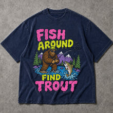 SF_COLOR=navy; SF_ITEM=adult-t-shirt; SF_ROLE=main; Funny Sasquatch Fishing T-Shirt Fish Around And Find Trout Humor Nature Apparel - Navy Adult T-Shirt product image