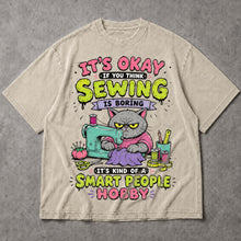 SF_COLOR=sand; SF_ITEM=adult-t-shirt; SF_ROLE=main; Funny Sewing Cat T-Shirt Smart People Hobby Sarcastic Crafter Joke Apparel - Sand Adult T-Shirt product image