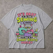 SF_COLOR=sport-grey; SF_ITEM=adult-t-shirt; SF_ROLE=main; Funny Sewing Cat T-Shirt Smart People Hobby Sarcastic Crafter Joke Apparel - Sport Grey Adult T-Shirt product image