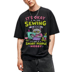 SF_COLOR=black; SF_ITEM=adult-t-shirt; SF_ROLE=gallery; Funny Sewing Cat T-Shirt Smart People Hobby Sarcastic Crafter Joke Apparel - Black Adult T-Shirt product image