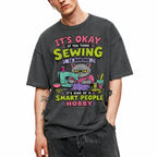 SF_COLOR=dark-heather; SF_ITEM=adult-t-shirt; SF_ROLE=gallery; Funny Sewing Cat T-Shirt Smart People Hobby Sarcastic Crafter Joke Apparel - Dark Heather Adult T-Shirt product image