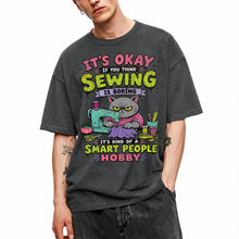 SF_COLOR=dark-heather; SF_ITEM=adult-t-shirt; SF_ROLE=gallery; Funny Sewing Cat T-Shirt Smart People Hobby Sarcastic Crafter Joke Apparel - Dark Heather Adult T-Shirt product image
