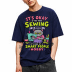 SF_COLOR=navy; SF_ITEM=adult-t-shirt; SF_ROLE=gallery; Funny Sewing Cat T-Shirt Smart People Hobby Sarcastic Crafter Joke Apparel - Navy Adult T-Shirt product image
