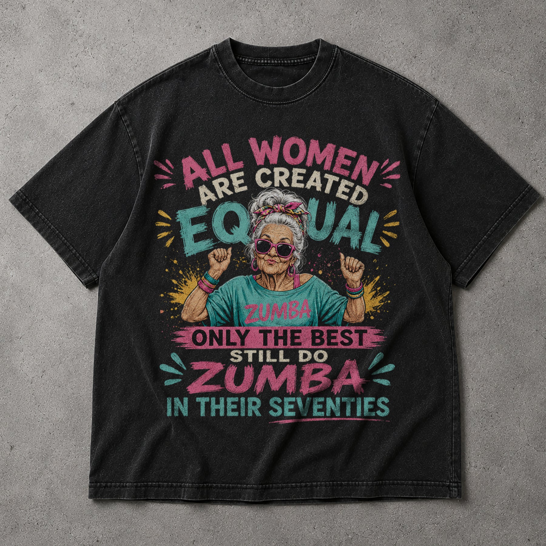 SF_COLOR=black; SF_ITEM=adult-t-shirt; SF_ROLE=main; Funny Zumba In Their Seventies T-Shirt Best Retro Workout Dance Apparel - Black Adult T-Shirt product image