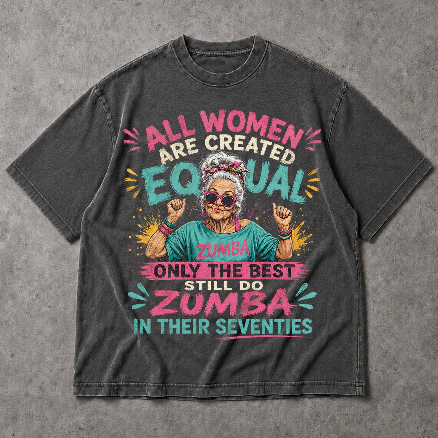 SF_COLOR=dark-heather; SF_ITEM=adult-t-shirt; SF_ROLE=main; Funny Zumba In Their Seventies T-Shirt Best Retro Workout Dance Apparel - Dark Heather Adult T-Shirt product image