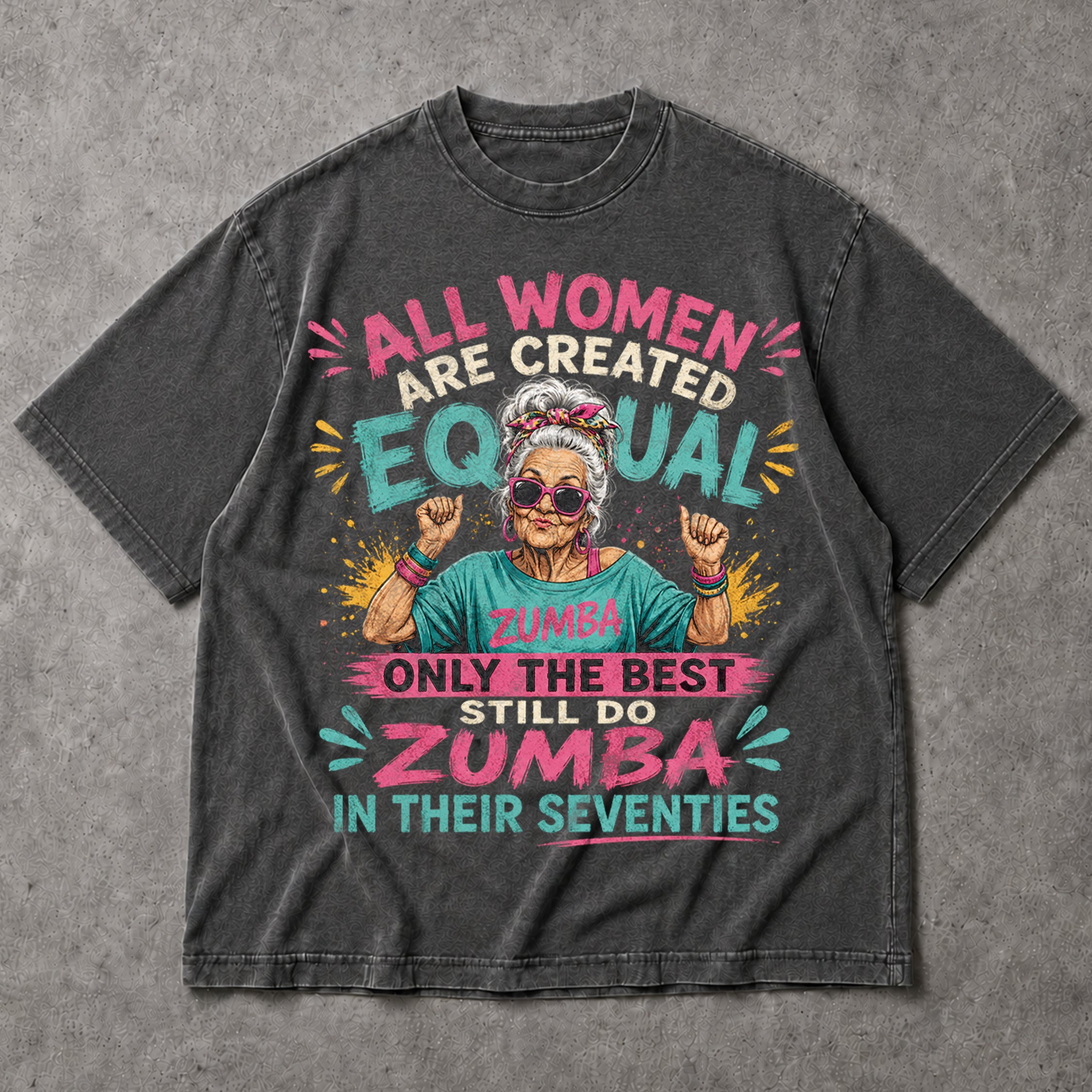 SF_COLOR=dark-heather; SF_ITEM=adult-t-shirt; SF_ROLE=main; Funny Zumba In Their Seventies T-Shirt Best Retro Workout Dance Apparel - Dark Heather Adult T-Shirt product image