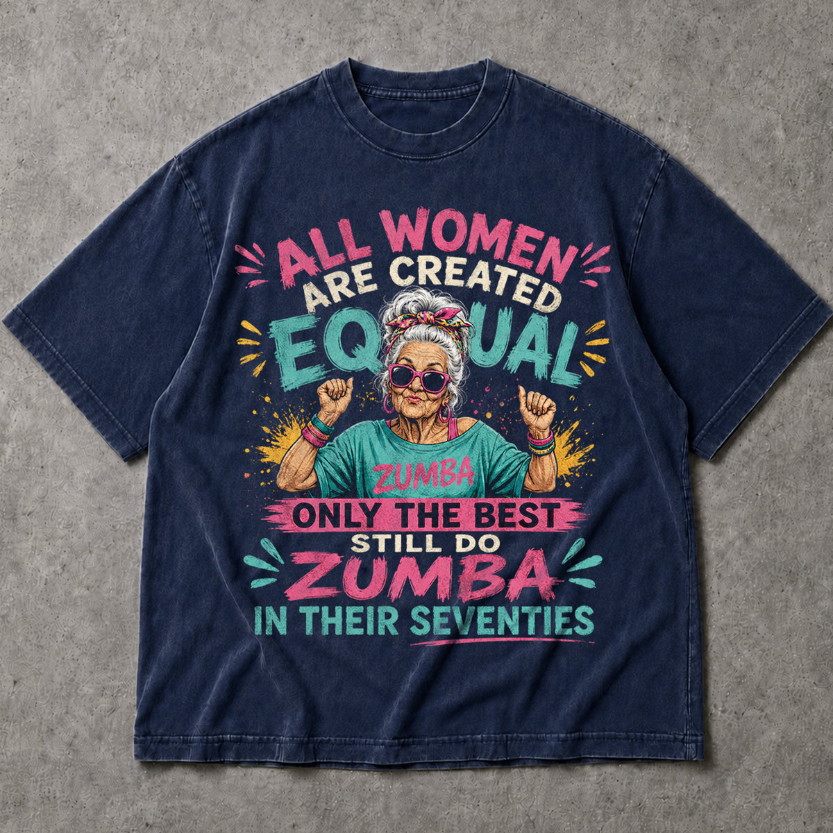 SF_COLOR=navy; SF_ITEM=adult-t-shirt; SF_ROLE=main; Funny Zumba In Their Seventies T-Shirt Best Retro Workout Dance Apparel - Navy Adult T-Shirt product image