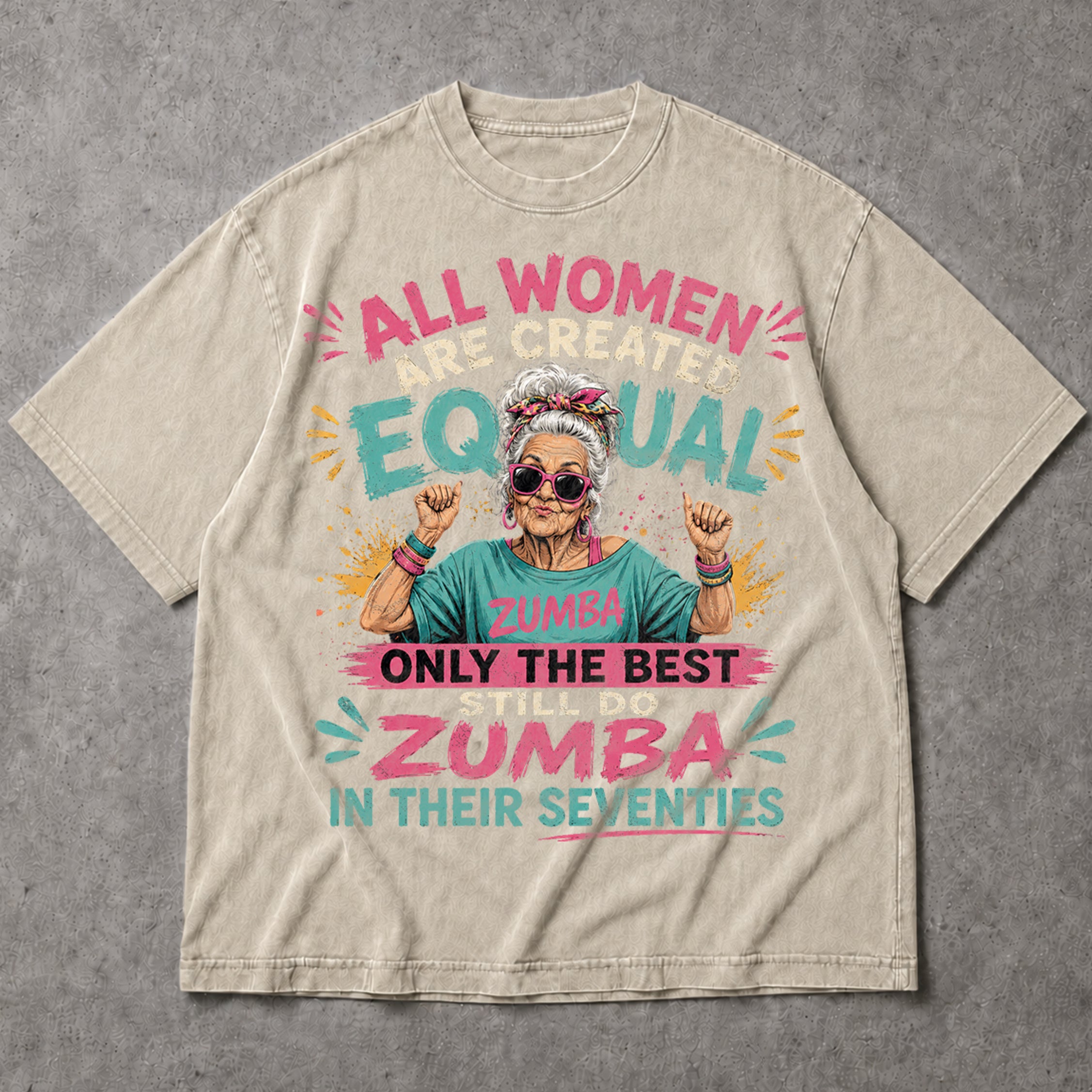 SF_COLOR=sand; SF_ITEM=adult-t-shirt; SF_ROLE=main; Funny Zumba In Their Seventies T-Shirt Best Retro Workout Dance Apparel - Sand Adult T-Shirt product image