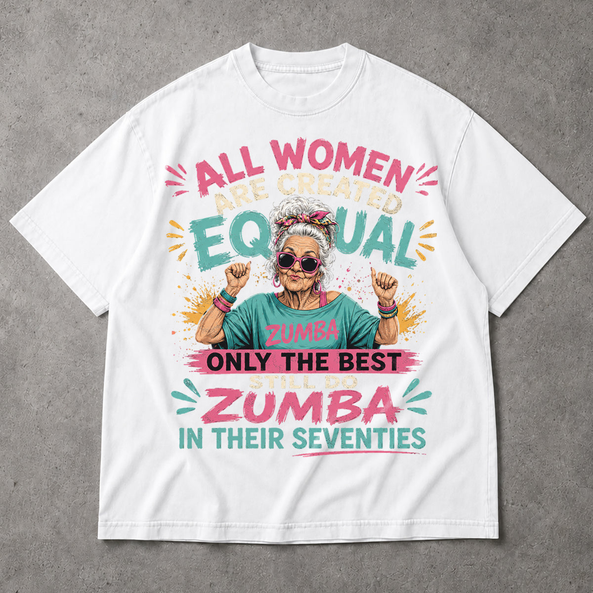 SF_COLOR=white; SF_ITEM=adult-t-shirt; SF_ROLE=main; Funny Zumba In Their Seventies T-Shirt Best Retro Workout Dance Apparel - White Adult T-Shirt product image