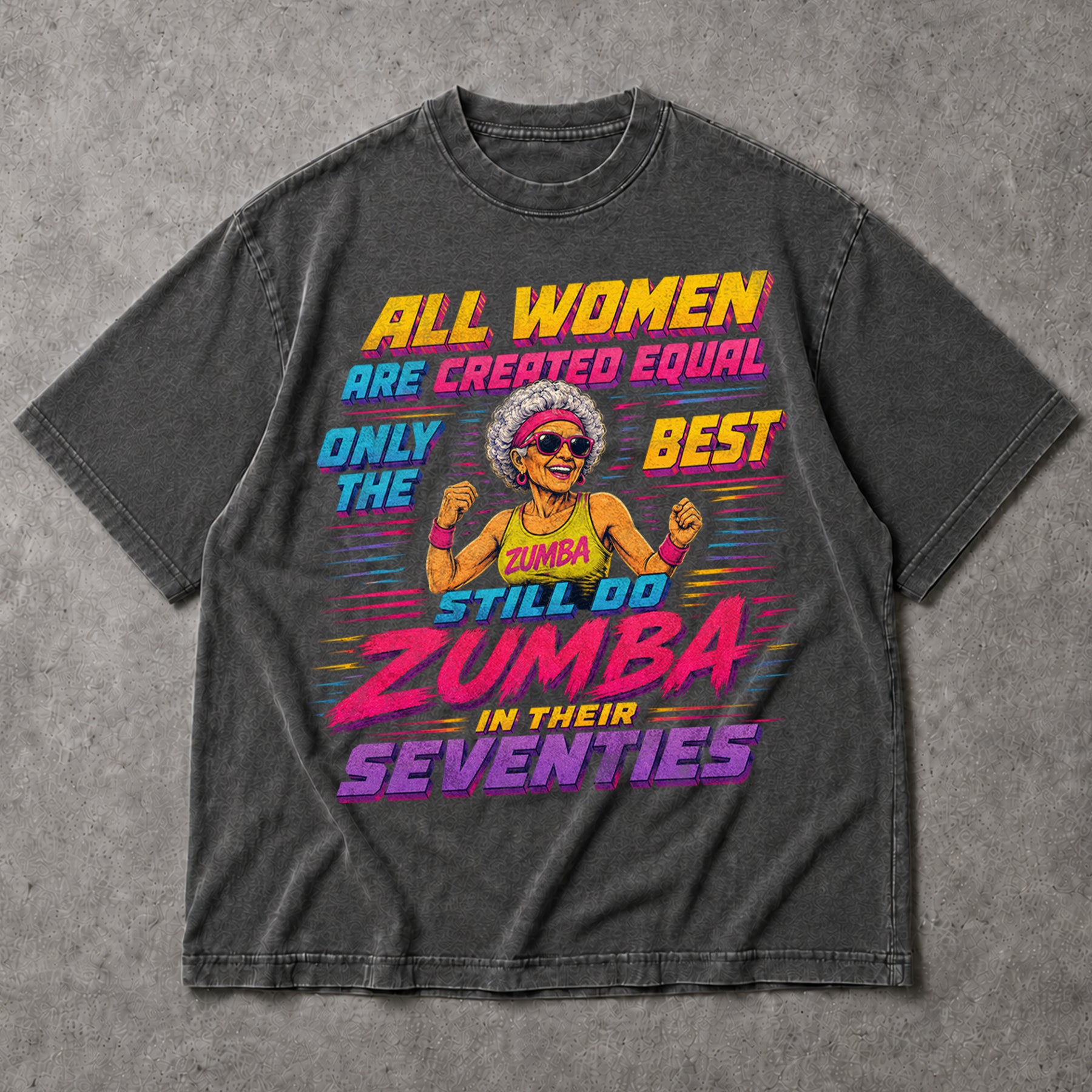 SF_COLOR=dark-heather; SF_ITEM=adult-t-shirt; SF_ROLE=main; Funny Zumba In Seventies T-Shirt Retro Outrun Exercise Dance Hobby Apparel - Dark Heather Adult T-Shirt product image