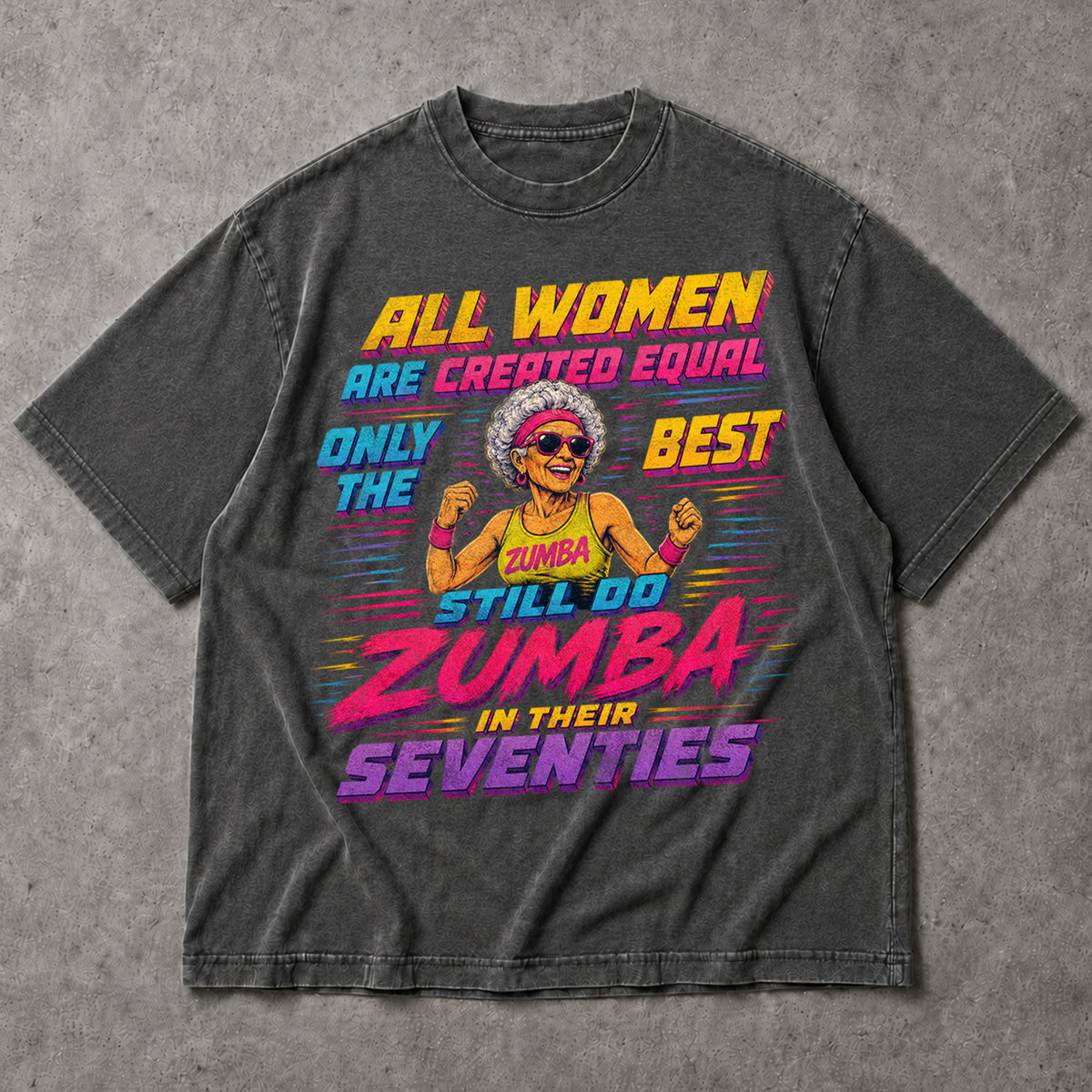 SF_COLOR=dark-heather; SF_ITEM=adult-t-shirt; SF_ROLE=main; Funny Zumba In Seventies T-Shirt Retro Outrun Exercise Dance Hobby Apparel - Dark Heather Adult T-Shirt product image