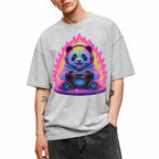 SF_COLOR=sport-grey; SF_ITEM=adult-t-shirt; SF_ROLE=gallery; Gamer Panda T-Shirt Neon Fire Headphones Video Game Controller Kawaii Anime Tee - Sport Grey Adult T-Shirt product image