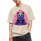 SF_COLOR=sand; SF_ITEM=adult-t-shirt; SF_ROLE=gallery; Gamer Panda T-Shirt Neon Fire Headphones Video Game Controller Kawaii Anime Tee - Sand Adult T-Shirt product image