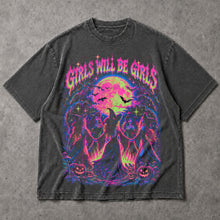 SF_COLOR=dark-heather; SF_ITEM=adult-t-shirt; SF_ROLE=main; Girls Will Be Girls Witches Coven T-Shirt Neon Dancing Forest Halloween Tee - Dark Heather Adult T-Shirt product image