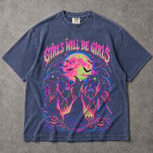 SF_COLOR=sport-grey|denim; SF_ITEM=adult-t-shirt; SF_ROLE=main; Girls Will Be Girls Witches Coven T-Shirt Neon Dancing Forest Halloween Tee - Sport Grey, Denim Adult T-Shirt product image