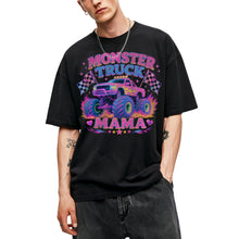 SF_COLOR=black; SF_ITEM=adult-t-shirt; SF_ROLE=main; Glitter Monster Truck Mama Racing Flame T-Shirt Funny Mother Retro Tee - Black Adult T-Shirt product image