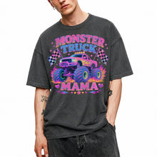 SF_COLOR=dark-heather; SF_ITEM=adult-t-shirt; SF_ROLE=main; Glitter Monster Truck Mama Racing Flame T-Shirt Funny Mother Retro Tee - Dark Heather Adult T-Shirt product image