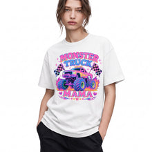 SF_COLOR=white; SF_ITEM=adult-t-shirt; SF_ROLE=gallery; Glitter Monster Truck Mama Racing Flame T-Shirt Funny Mother Retro Tee - White Adult T-Shirt product image