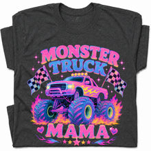 SF_COLOR=dark-heather; SF_ITEM=adult-t-shirt; SF_ROLE=gallery; Glitter Monster Truck Mama Racing Flame T-Shirt Funny Mother Retro Tee - Dark Heather Adult T-Shirt product image
