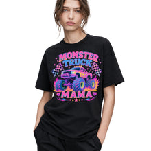 SF_COLOR=black; SF_ITEM=adult-t-shirt; SF_ROLE=gallery; Glitter Monster Truck Mama Racing Flame T-Shirt Funny Mother Retro Tee - Black Adult T-Shirt product image