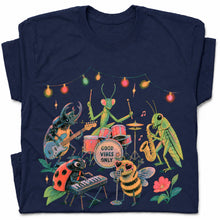 SF_COLOR=navy; SF_ITEM=adult-t-shirt; SF_ROLE=gallery; Good Vibes Only Insect Band T-Shirt Cute Bugs Playing Music Retro Kawaii Tee - Navy Adult T-Shirt product image