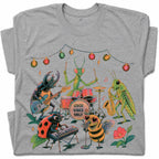 SF_COLOR=sport-grey; SF_ITEM=adult-t-shirt; SF_ROLE=gallery; Good Vibes Only Insect Band T-Shirt Cute Bugs Playing Music Retro Kawaii Tee - Sport Grey Adult T-Shirt product image