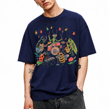 SF_COLOR=navy; SF_ITEM=adult-t-shirt; SF_ROLE=main; Good Vibes Only Insect Band T-Shirt Cute Bugs Playing Music Retro Kawaii Tee - Navy Adult T-Shirt product image