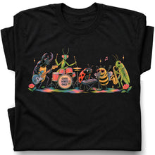 SF_COLOR=black; SF_ITEM=adult-t-shirt; SF_ROLE=gallery; Good Vibes Only Bug Band Insects Music T-Shirt Retro Playing Instrut Tee - Black Adult T-Shirt product image