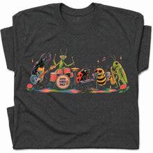 SF_COLOR=dark-heather; SF_ITEM=adult-t-shirt; SF_ROLE=gallery; Good Vibes Only Bug Band Insects Music T-Shirt Retro Playing Instrut Tee - Dark Heather Adult T-Shirt product image