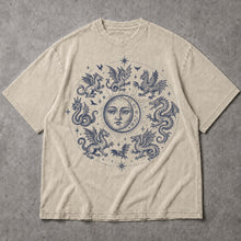 SF_COLOR=sand; SF_ITEM=adult-t-shirt; SF_ROLE=main; Gothic Dragon Circle Moon T-Shirt Medieval Fantasy Occult Creature Apparel - Sand Adult T-Shirt product image
