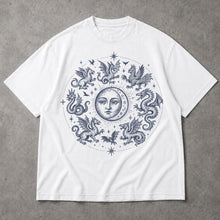 SF_COLOR=white; SF_ITEM=adult-t-shirt; SF_ROLE=main; Gothic Dragon Circle Moon T-Shirt Medieval Fantasy Occult Creature Apparel - White Adult T-Shirt product image
