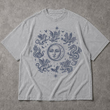 SF_COLOR=sport-grey; SF_ITEM=adult-t-shirt; SF_ROLE=main; Gothic Dragon Circle Moon T-Shirt Medieval Fantasy Occult Creature Apparel - Sport Grey Adult T-Shirt product image