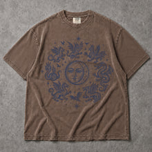 SF_COLOR=sport-grey|espresso; SF_ITEM=adult-t-shirt; SF_ROLE=main; Gothic Dragon Circle Moon T-Shirt Medieval Fantasy Occult Creature Apparel - Sport Grey, Espresso Adult T-Shirt product image