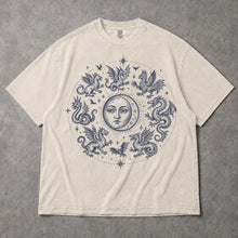 SF_COLOR=ivory; SF_ITEM=adult-t-shirt; SF_ROLE=gallery; Gothic Dragon Circle Moon T-Shirt Medieval Fantasy Occult Creature Apparel - Ivory Adult T-Shirt product image
