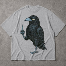 SF_COLOR=sport-grey; SF_ITEM=adult-t-shirt; SF_ROLE=main; Grumpy Raven Flipping The Bird T-Shirt Funny Sarcastic Crow Middle Finger Tee - Sport Grey Adult T-Shirt product image