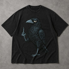 SF_COLOR=black; SF_ITEM=adult-t-shirt; SF_ROLE=main; Grumpy Raven Flipping The Bird T-Shirt Funny Sarcastic Crow Middle Finger Tee - Black Adult T-Shirt product image
