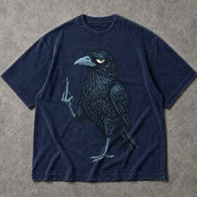 SF_COLOR=navy; SF_ITEM=adult-t-shirt; SF_ROLE=main; Grumpy Raven Flipping The Bird T-Shirt Funny Sarcastic Crow Middle Finger Tee - Navy Adult T-Shirt product image