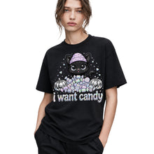 SF_COLOR=black; SF_ITEM=adult-t-shirt; SF_ROLE=gallery; I Want Candy Cat Lover T-Shirt Kawaii Halloween Pastel Pumpkins YK Apparel - Black Adult T-Shirt product image