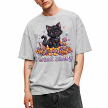 SF_COLOR=sport-grey; SF_ITEM=adult-t-shirt; SF_ROLE=main; I Want Candy T-Shirt Sparkly Cat Halloween Pumpkins Kawaii YK Aesthetic Tee - Sport Grey Adult T-Shirt product image