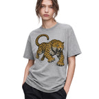 SF_COLOR=sport-grey; SF_ITEM=adult-t-shirt; SF_ROLE=gallery; Jaguar Pouncing Attack T-Shirt Fierce Jungle Cat Wildlife Tee - Sport Grey Adult T-Shirt product image