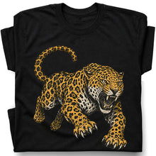 SF_COLOR=black; SF_ITEM=adult-t-shirt; SF_ROLE=gallery; Jaguar Pouncing Attack T-Shirt Fierce Jungle Cat Wildlife Tee - Black Adult T-Shirt product image
