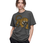 SF_COLOR=dark-heather; SF_ITEM=adult-t-shirt; SF_ROLE=gallery; Jaguar Pouncing Attack T-Shirt Fierce Jungle Cat Wildlife Tee - Dark Heather Adult T-Shirt product image
