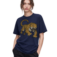 SF_COLOR=navy; SF_ITEM=adult-t-shirt; SF_ROLE=gallery; Jaguar Pouncing Attack T-Shirt Fierce Jungle Cat Wildlife Tee - Navy Adult T-Shirt product image