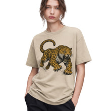 SF_COLOR=sand; SF_ITEM=adult-t-shirt; SF_ROLE=gallery; Jaguar Pouncing Attack T-Shirt Fierce Jungle Cat Wildlife Tee - Sand Adult T-Shirt product image