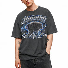 SF_COLOR=dark-heather; SF_ITEM=adult-t-shirt; SF_ROLE=main; Jimothy Raccoon Chrome Logo T-Shirt YK Aesthetic Blue Aura Funny Trash Panda - Dark Heather Adult T-Shirt product image