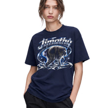 SF_COLOR=navy; SF_ITEM=adult-t-shirt; SF_ROLE=gallery; Jimothy Raccoon Chrome Logo T-Shirt YK Aesthetic Blue Aura Funny Trash Panda - Navy Adult T-Shirt product image