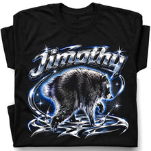 SF_COLOR=black; SF_ITEM=adult-t-shirt; SF_ROLE=gallery; Jimothy Raccoon Chrome Logo T-Shirt YK Aesthetic Blue Aura Funny Trash Panda - Black Adult T-Shirt product image
